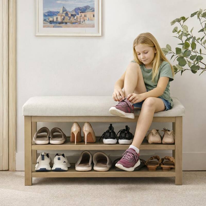 HUIMO Multi-Functional Modern Entryway Double Layer Shoe Bench 39 inch