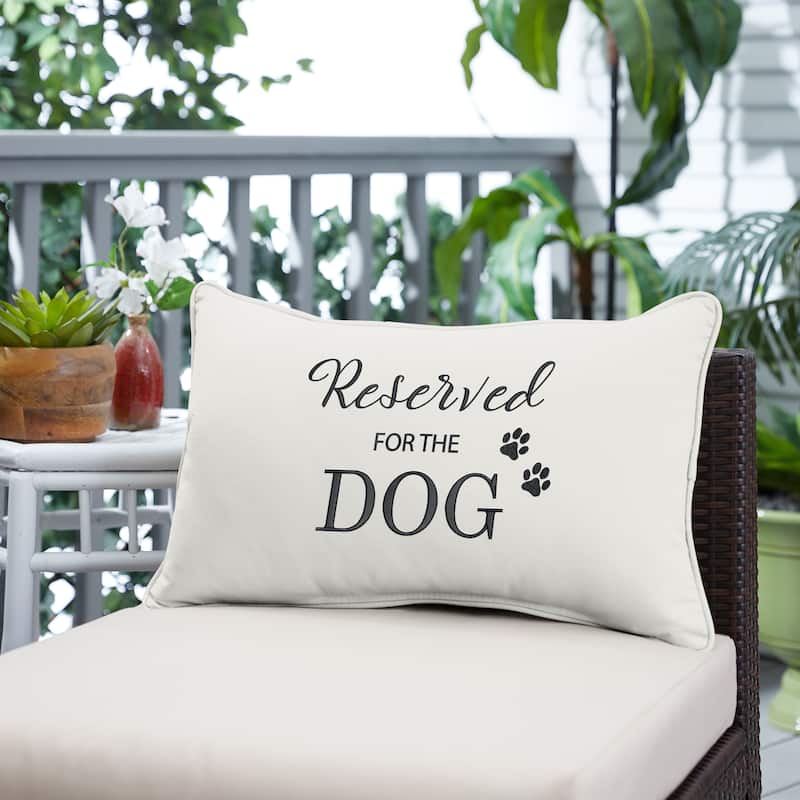 Sunbrella Canvas Embroidered Indoor/Outdoor 13x20 Corded Lumbar Pillow (Single) - 20 x 13 x 6 in - Reserved for the Dog