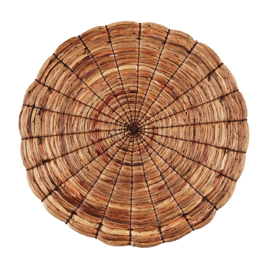 Woven Water Hyacinth Round Placemats (Set of 4) - Natural Textured Table Placemats for Dining, Kitchen & Entertaining, 15"