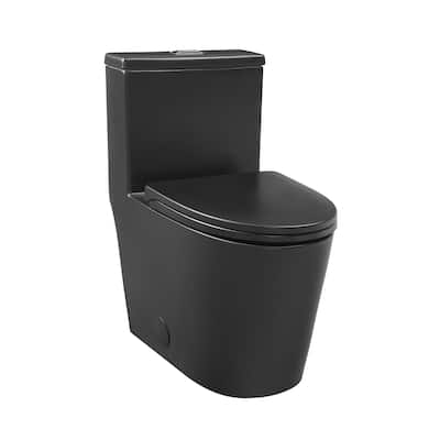 Antibes One Piece Elongated Dual Flush Toilet With 0.95/1.26 Gpf In Matte Black - 27.4" x 16.15" 16.05"