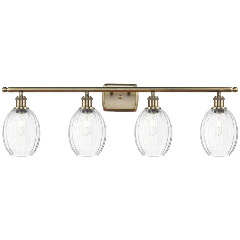 Innovations Lighting Endless Possibilities Ballston - Preston - 4 Light 36" Bulb Shade Bath Vanity Light - Antique Brass/Clear