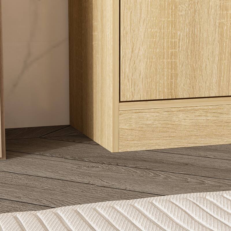 Pantry Large White Storage Cabinet 5-Door Bottom Cabinets & Open Display Shelving for Kitchen or Living Room