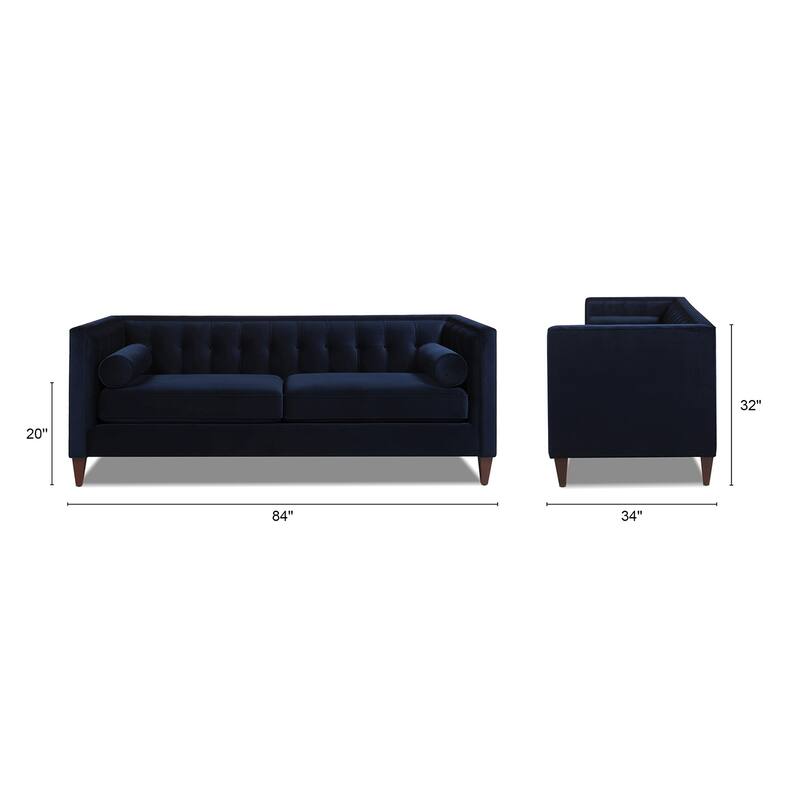 Jack 84" Mid-Century Modern Tuxedo Sofa with Bolster Pillows