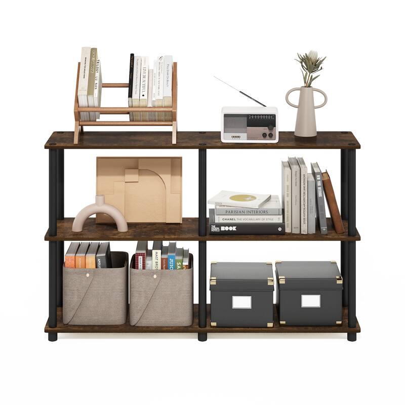 Furinno Turn-N-Tube 3-Tier Double Size Storage Display Rack, White/White