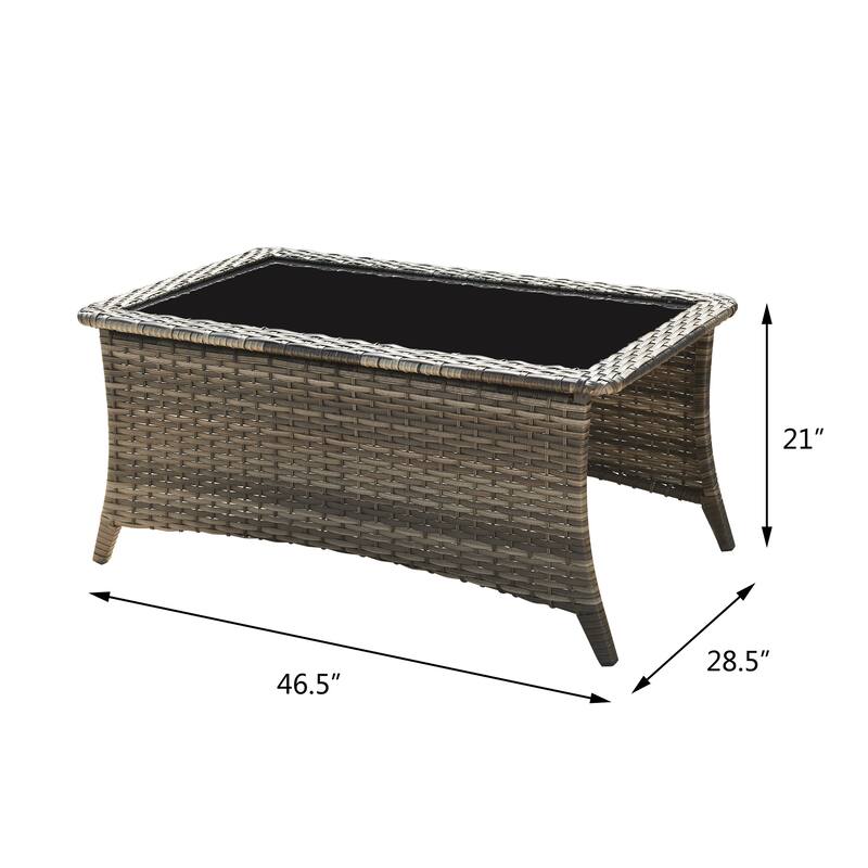 Pocassy Outdoor Patio Wicker Coffee Table-Rectangle - 46.5X28.5X21