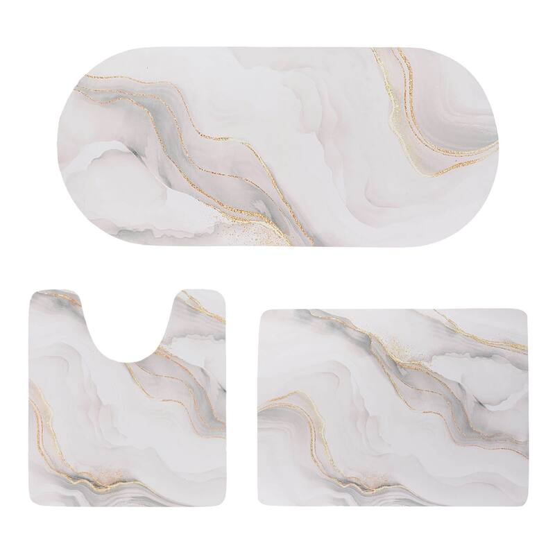 Decorative 3-Piece Bath Mat Set Includes Standard, Runner, and Contour