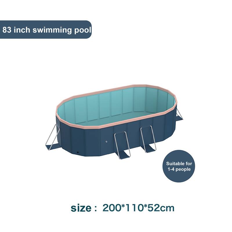 Non-Inflatable Foldable Swimming Pool w/Durable PVC, Deep Blue Oval Folding Swimming Pool for Outdoor, Backyard, Garden, Camping