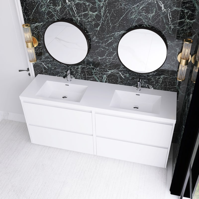 Freestanding Bathroom Vanity with Integrated Resin Top