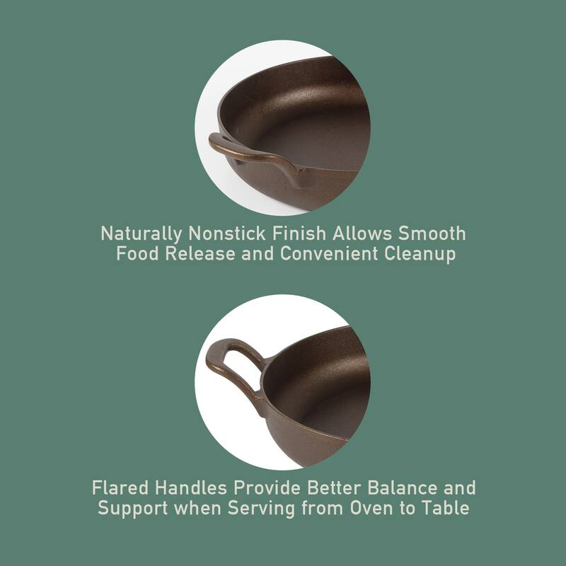 Bloomhouse Natural Bronze Finish Pre-seasoned Cast Iron Grill, Everyday Pan, Skillet & Olive Wood Trivet