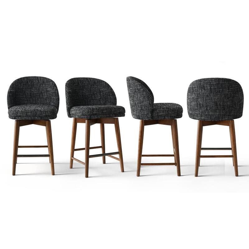 25.5" Swivel Solid Wood Leg Upholstered Counter Stool(Set of 4)