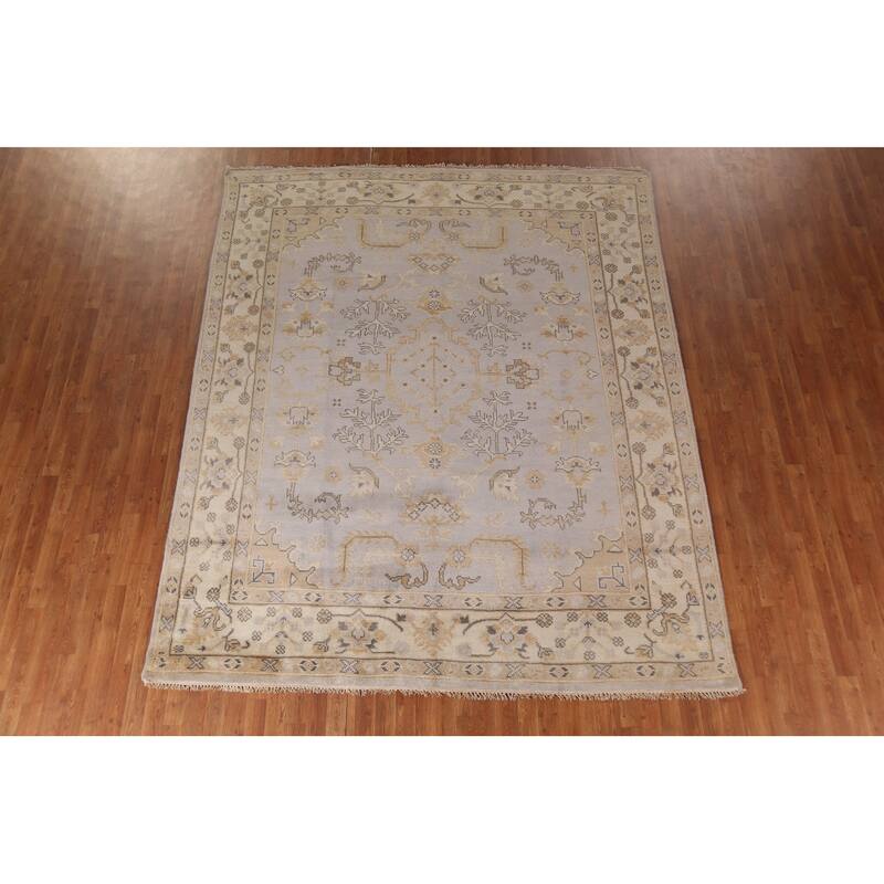 All-Over Oushak Indian Area Rug Hand-Knotted Wool Carpet - 8'2"x 10'0"