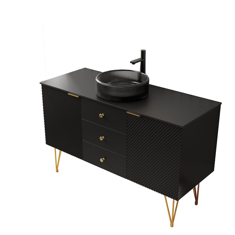 Freestanding Bathroom Vanity with Sink - Black