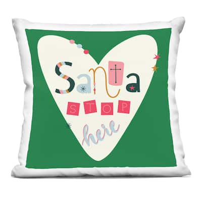 Stupell Santa Stop Here Heart Decorative Printed Throw Pillow Design by Sazerelli Designs