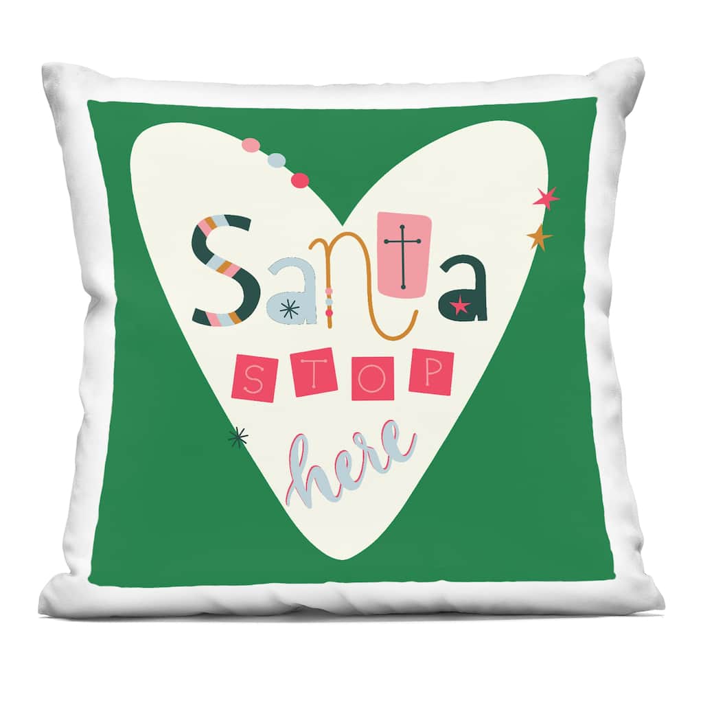 Stupell Santa Stop Here Heart Decorative Printed Throw Pillow Design by Sazerelli Designs