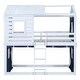 preview thumbnail 9 of 36, Impression & Beautiful Playhouse Twin Size Bunk Bed with Tent, Sturdy Construction & Unique Design, Spacious Space, Blue+White