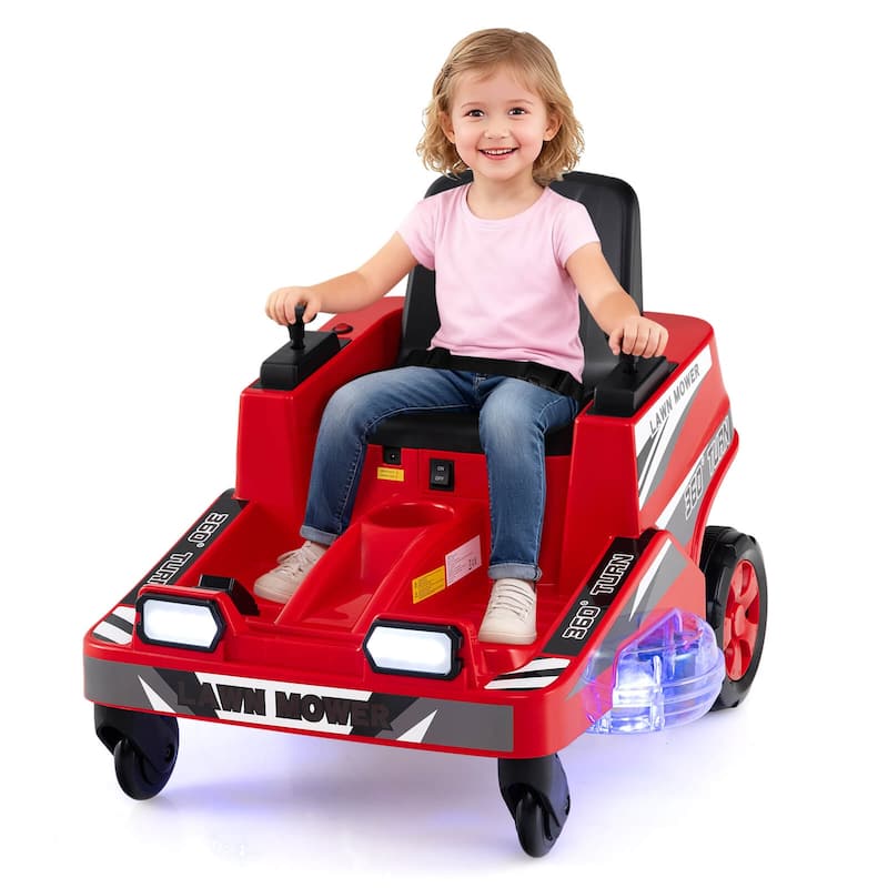 Costway 12V Ride on Lawn Mower with Dual Control Sticks LED Lights - See Details