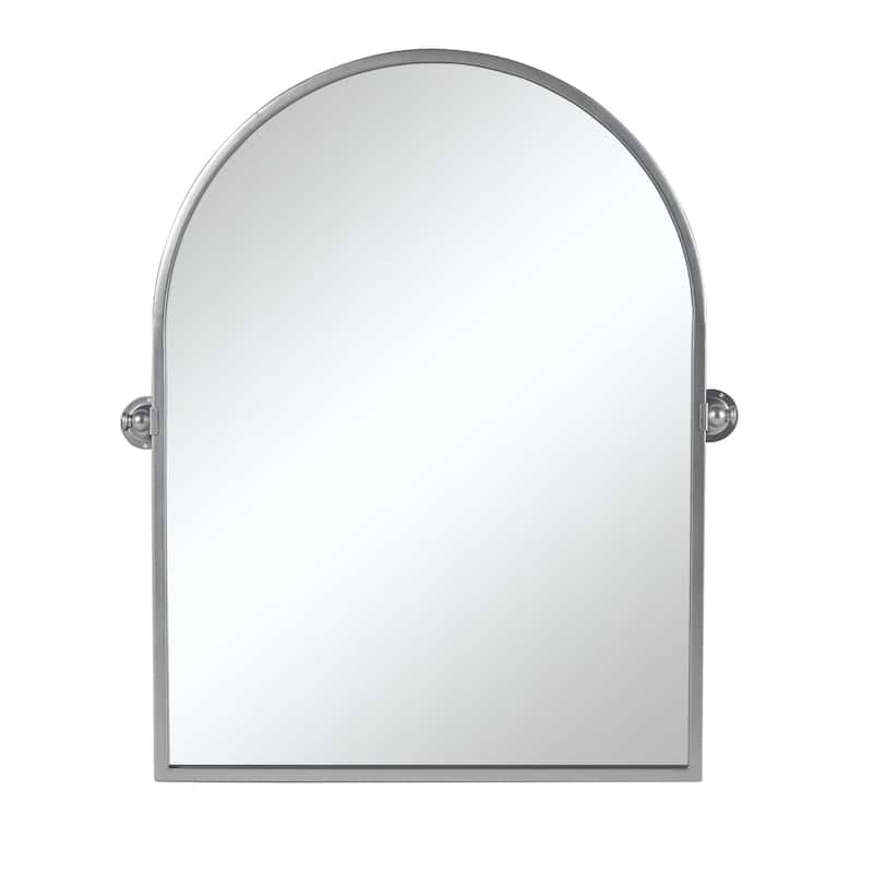 HomeRoots 36" Silver Metal Arch Tilting Framed Accent Mirror - 23.97 in. x 35.76 in. x 1.57 in.