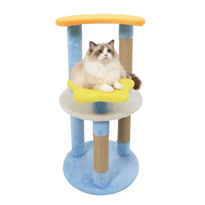 Costway 29” Cute Modern Cat Tree with Star & Moon Shaped Platforms, - See Details - Blue