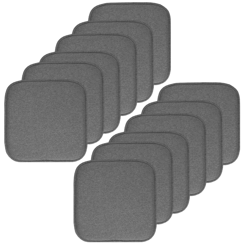 Charlotte Jacquard Cover Memory Foam Chair Pads - Grey - Set of 12