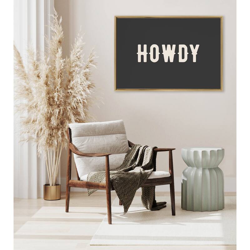 Kate and Laurel Sylvie Howdy Landscape Black Framed Canvas by Honey Island Studio