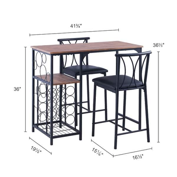 CO-Z Home Bar Table 3pc Set 42-Inch Dining Table & 2 Chairs - On Sale ...