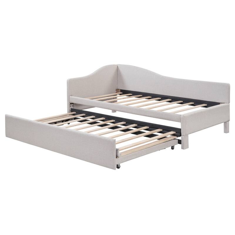 Upholstered L-Shaped Sofa Bed with Pop-Up Rollaway Bed