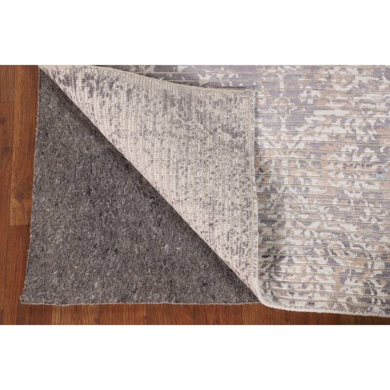 Beige Striped Abstract Oriental Accent Rug Handmade Wool Carpet - 2'9"x 4'10"