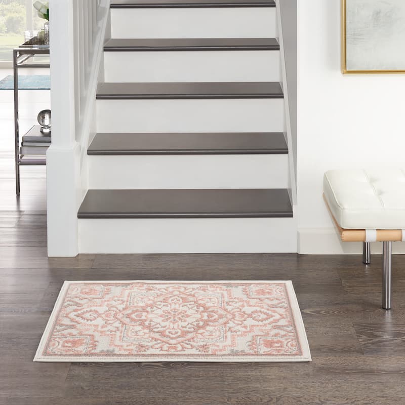 Nourison Elation Floral Medallion French Country Area Rug - 2' x 3' - Ivory Brick - Rectangle