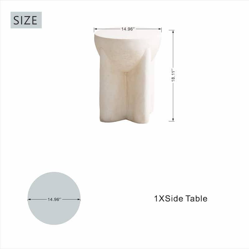 Modern Round Magnesium Oxide Side Table with Unique Legs