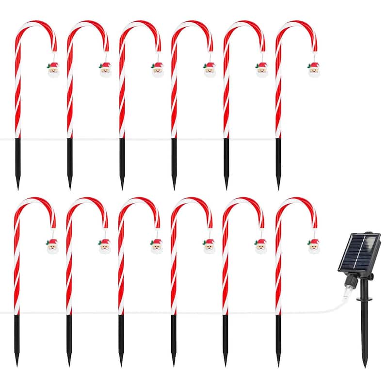 Solar Christmas Candy Cane String Lights