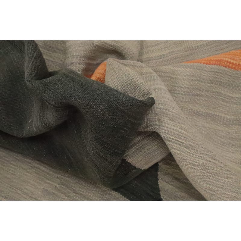 Hand Woven Oriental 100% Wool Carpet Southwestern Modern Greys & Charcoal Kilim Area Rug - 8' 10'' X 5' 7''