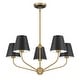 preview thumbnail 2 of 3, Xavier 5 Light Vibrant Gold + Matte Black Chandelier