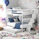 preview thumbnail 2 of 11, Unique Full over Full Bunk Bed with Trundle and Staircase,3 beds in 1 Bunk Bed,Easy Assembly,White