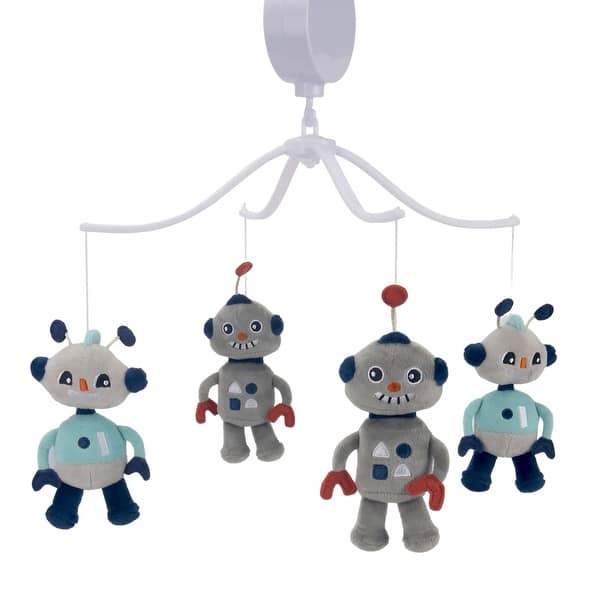 slide 2 of 6, Bedtime Originals Robbie Robot Musical Baby Crib Mobile Soother Toy - Gray