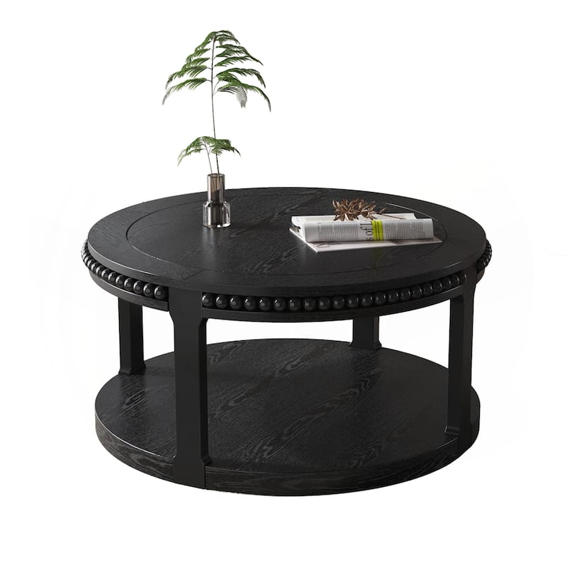 31.5 Inch Round Solid Wood Coffee Table & Sofa Table