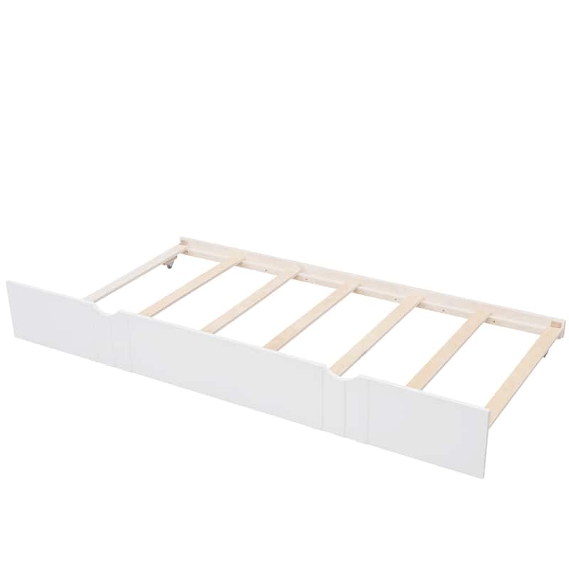 Pine Wood Daybed Frame with Twin Size Trundle, Headboard and Footboard