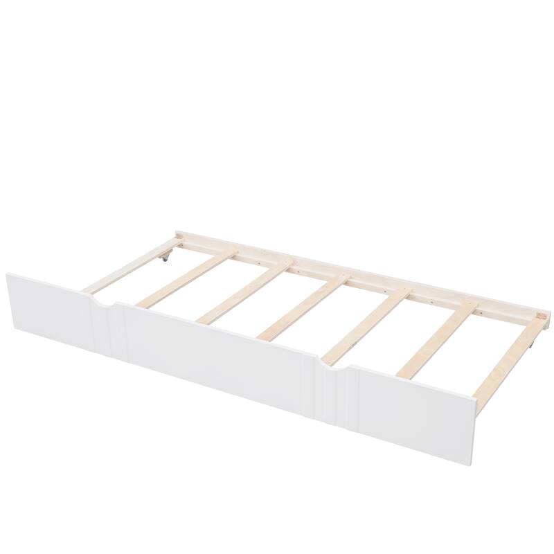 White Twin Size Wood Daybed with Trundle, Multi-Functional Furniture for Small Spaces