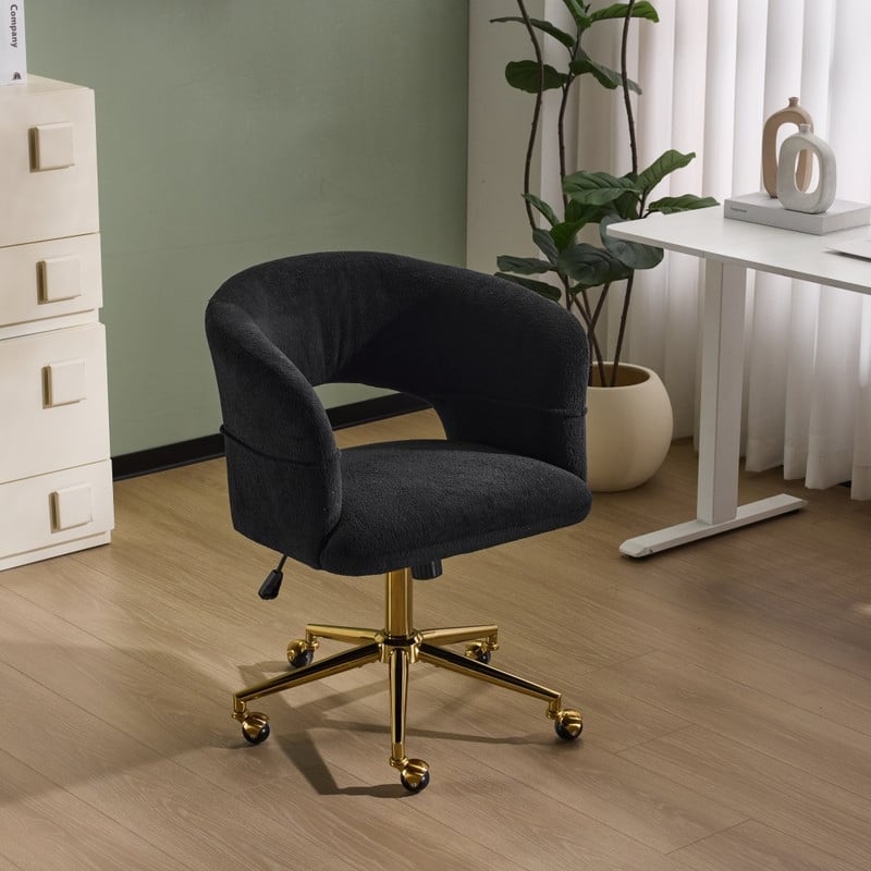 22.64 Inch Velvet Ring Backrest Swivel Office Chair
