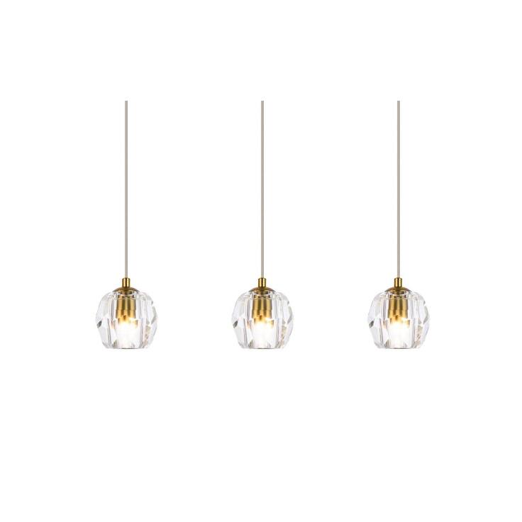 Elegant Lighting Eren 3 Light 28" Wide Crystal Linear Pendant - Gold