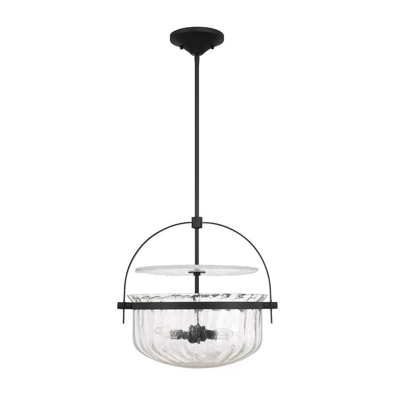 Denmar Four Light Convertible Semi-Flush/Pendant - Matte Black