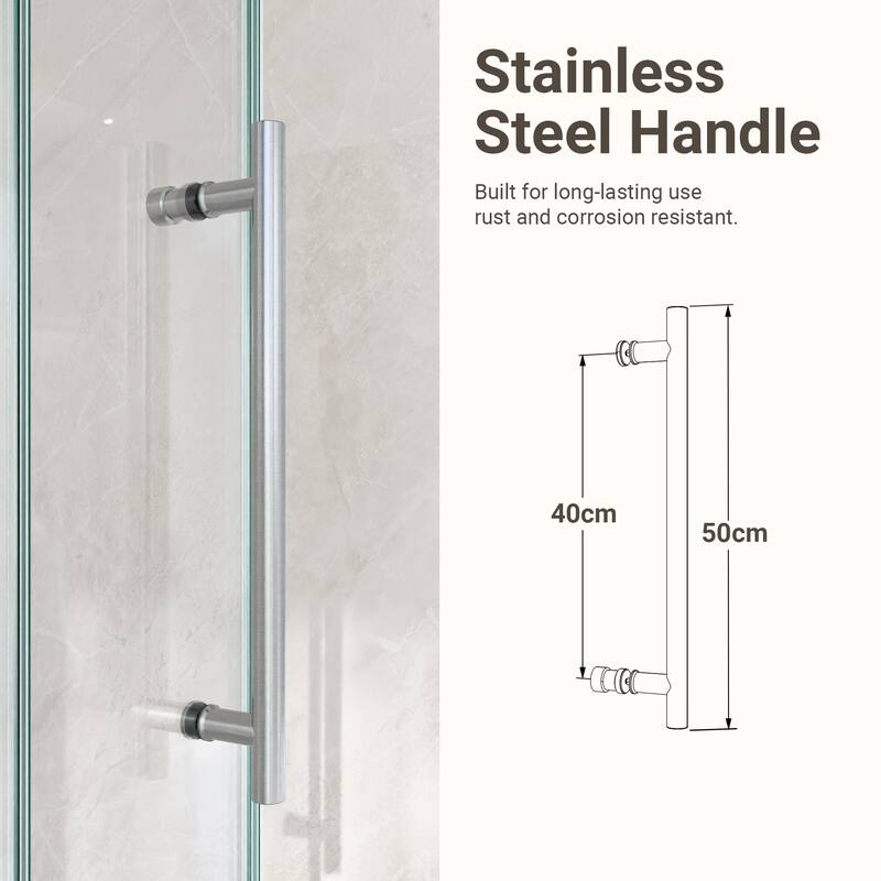 GDFStudio - Modern America Design Frameless Single Sliding Shower Door with 5/16" SGCC Tempered Glass & Stainless Steel Hardware