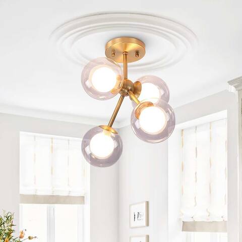 4-light Glass Bubble Semi Flush Mount