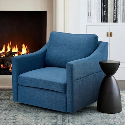 Swivel Accent Chair - Modern Linen Armchair with Removable Cover for Living Room & Reception