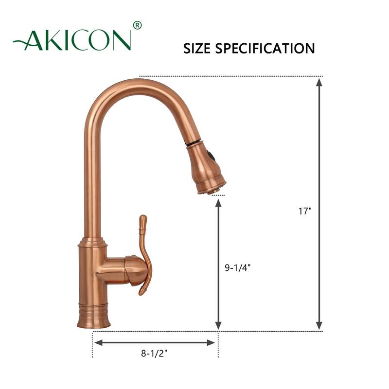 Copper Kitchen Faucet with Single Level handle and Pull Down Sprayer