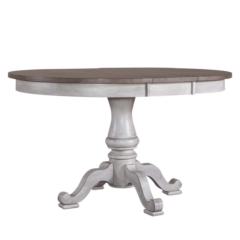 Ocean Isle Antique White Weathered Pine 5 Piece Pedestal Table Set