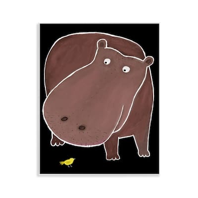 Stupell Hippo & Bird on Black Wall Plaque Art Design By Carla Daly