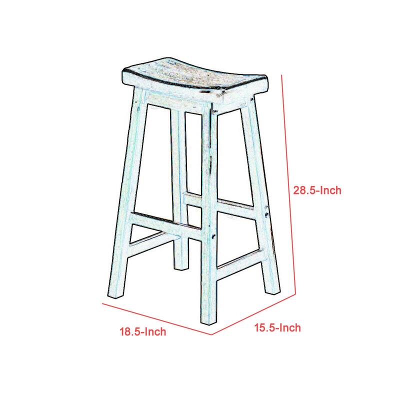 Wooden 29" Counter Height Stool with Saddle Seat, Distressed Cherry, Set Of 2
