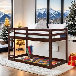 Twin Loft Bed with Ladder & Safety Guaranteed, Espresso