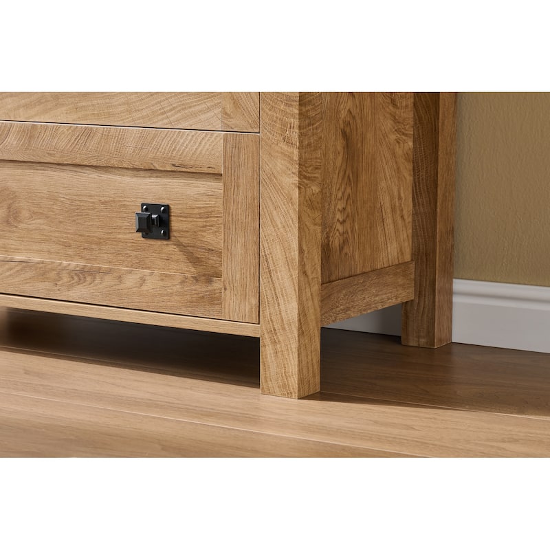48" Tall Farmhouse 5 Drawer Wood Dresser, Chest of Drawers for Bedroom