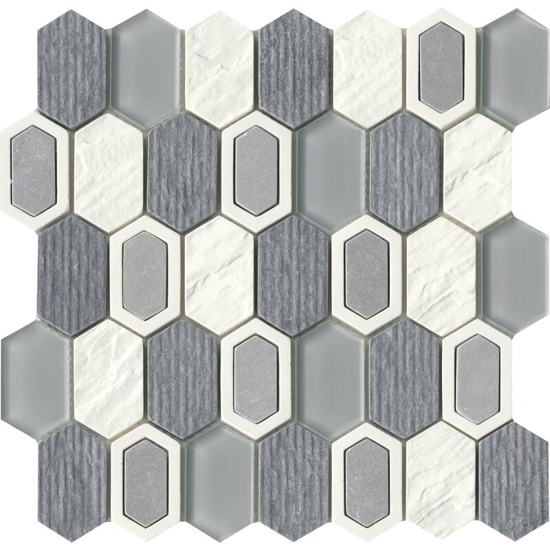 Emser Tile Literati - 12" x 12" Hexagon Geometric Mosaic Wall Tile -